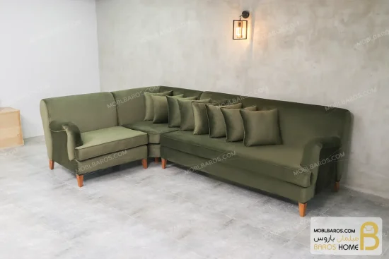 مبل ال راحتی ریحون خرید مبل باروس سبز 2