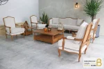 ست مبلمان نئوکلاسیک چوبی ترکیبی گندم و مبل تک نفره فرانسوی خرید مبل باروس 1