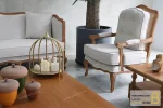 ست مبلمان نئوکلاسیک چوبی ترکیبی گندم و مبل تک نفره فرانسوی خرید مبل باروس ۵