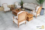 ست مبلمان نئوکلاسیک چوبی ترکیبی گندم و مبل تک نفره فرانسوی خرید مبل باروس ۶