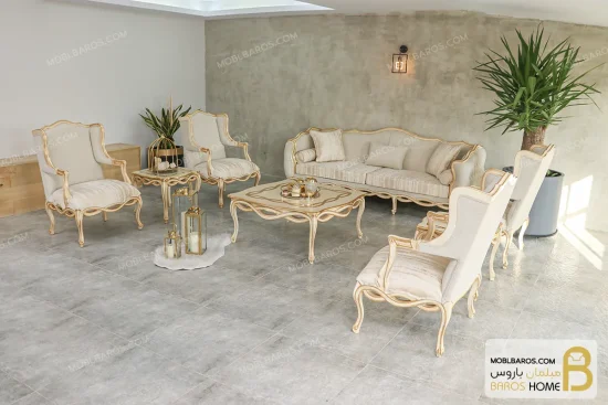 ست مبلمان ابزاری ورق طلا کد ۲ خرید مبل باروس 12 3