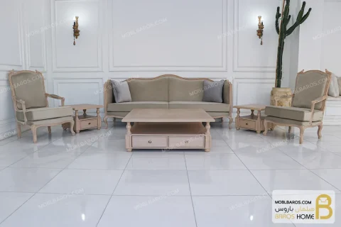 مبل نئوکلاسیک و مدرن گندم با مبل تک کویین خرید مبل باروس 11 9