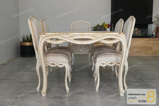 میز ناهارخوری ابزاری ورق طلا با صندلی ابزاری خرید مبل باروس 41 (2)