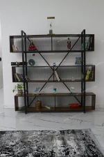 استند پارتیشن چوبی فلزی و قفسه کتاب مدرن مدل لادا خرید مبل باروس 1