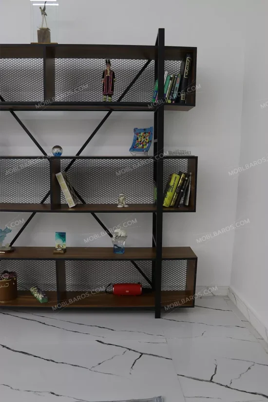 استند پارتیشن چوبی فلزی و قفسه کتاب مدرن مدل لادا خرید مبل باروس 3
