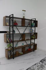 استند پارتیشن چوبی فلزی و قفسه کتاب مدرن مدل لادا خرید مبل باروس 4
