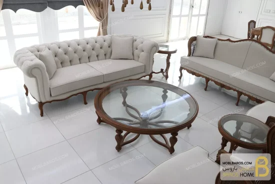 ست مبلمان نئوکلاسیک و ترکیبی کینگ moblbaros.com 4