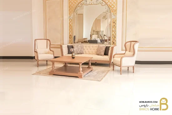 ست مبلمان چوبی کلاسیک و چستر مدل دایان کد۱ خرید مبل باروس 1