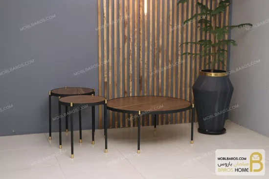 ست میز جلومبلی و عسلی کنارمبلی چوبی فلزی مدل هلن خرید مبل باروس 2