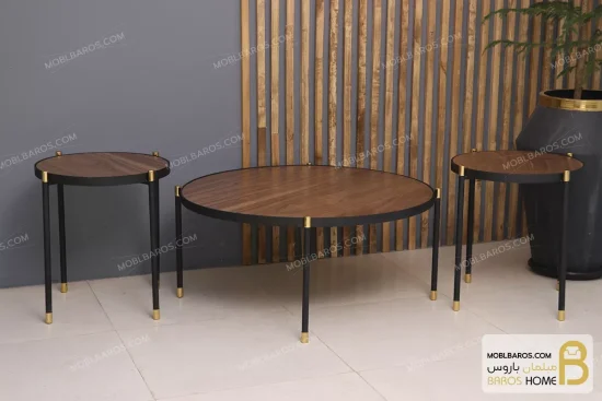 ست میز جلومبلی و عسلی کنارمبلی چوبی فلزی مدل هلن خرید مبل باروس 5