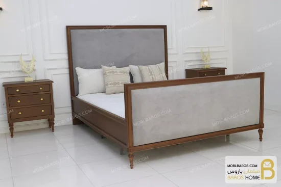 سرویس خواب دونفره چوبی کلاسیک مدل ماهور کد ۲ moblbaros.com 2