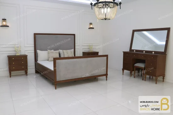 سرویس خواب دونفره چوبی کلاسیک مدل ماهور کد ۲ moblbaros.com 9