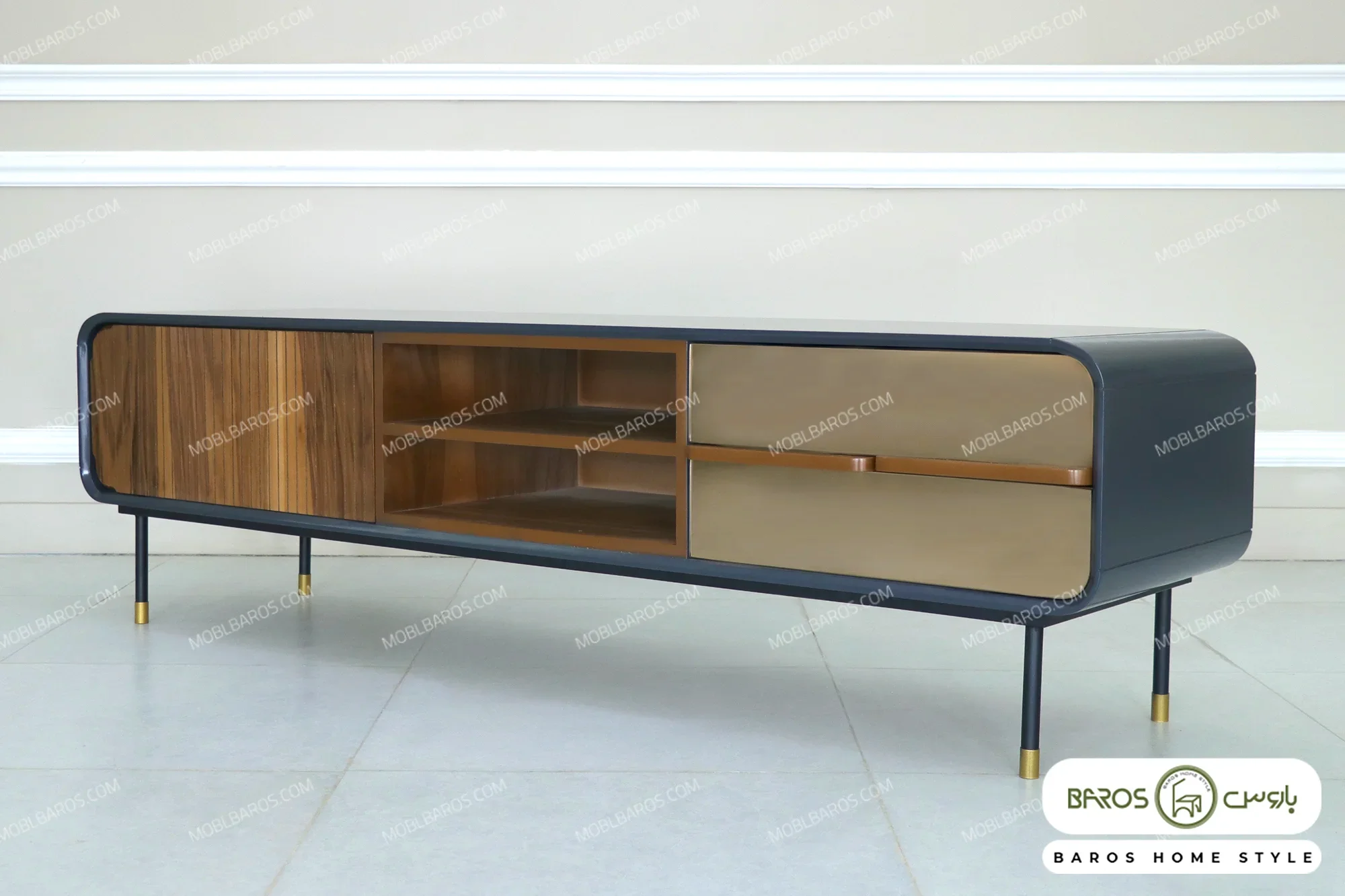 میز تلویزیون چوبی فلزی مدرن مدل هلن خرید باروس 56 (2)