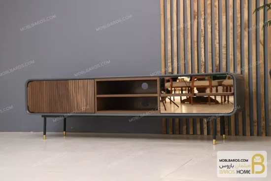 میز تلویزیون چوبی فلزی مدرن مدل هلن خرید مبل باروس 3