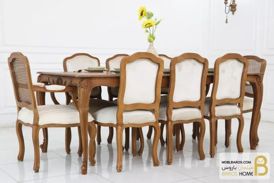 میز ناهار خوری کلاسیک طرح دار و ترکیبی مدل رومینا خرید مبل باروس 2