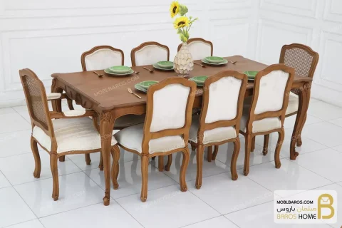 میز ناهار خوری کلاسیک طرح دار و ترکیبی مدل رومینا خرید مبل باروس 3