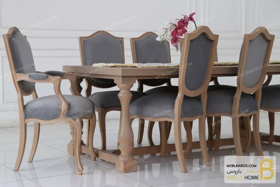 میز ناهارخوری و غذاخوری چوبی کلاسیک گندم با میز راشل خرید مبل باروس 4