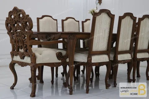 میز ناهارخوری کلاسیک منبتی کینگ moblbaros.com 3