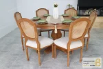 میز ناهارخوری کلاسیک چوبی گرد مدل دکورا با صندلی مایا خرید مبل باروس ۱