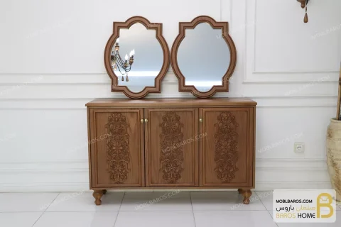 میز کنسول منبتی و چوبی کلاسیک مدل صدا خرید مبل باروس 1