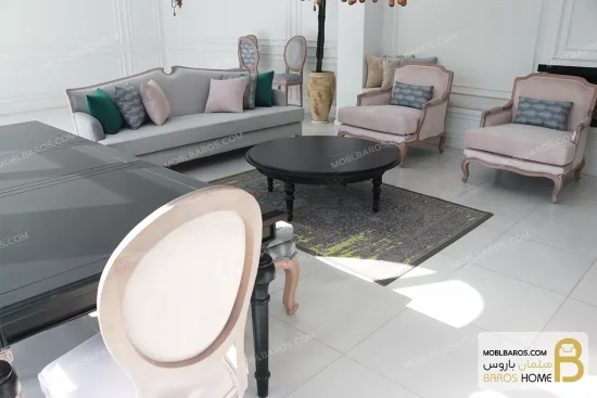نیم ست مبلمان کلاسیک چوبی جدید مدل سی سی خرید مبل باروس ۴