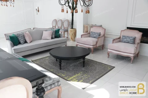 نیم ست مبلمان کلاسیک چوبی جدید مدل سی سی خرید مبل باروس ۵