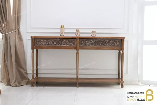 کنسول چوبی منبتی کلاسیک جدید مدل افرا خرید مبل باروس 3