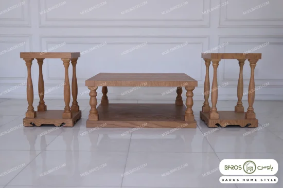 ست جلومبلی و عسلی و کنار مبلی چوبی مدل پایه ستونی کد ۲ خرید مبل باروس 5994 (3)