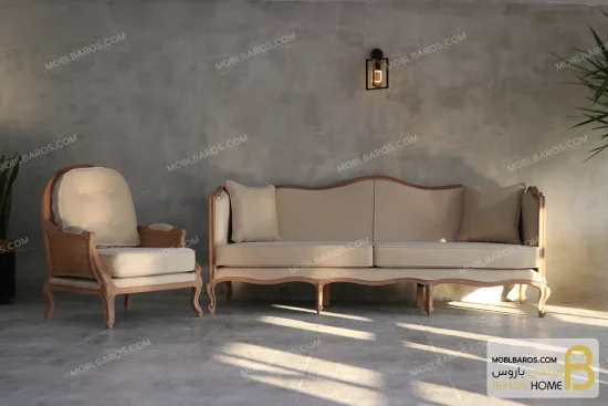 ست مبلمان ترکیبی گندم و چستر شیاره کد ۳ خرید مبل باروس 13