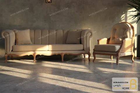 ست مبلمان ترکیبی گندم و چستر شیاره کد ۳ خرید مبل باروس 17