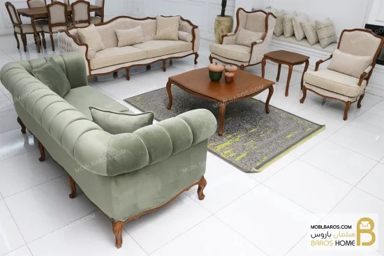 ست مبلمان نئوکلاسیک ترکیبی ابزاری چستر کویین و فرانسوی خرید مبل باروس 1