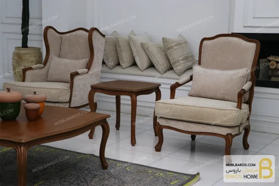 ست مبلمان نئوکلاسیک ترکیبی ابزاری چستر کویین و فرانسوی خرید مبل باروس 2