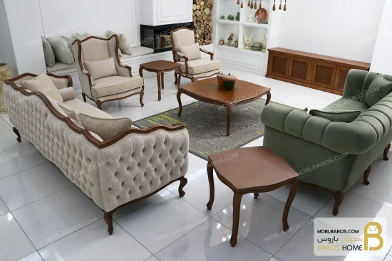ست مبلمان نئوکلاسیک ترکیبی ابزاری چستر کویین و فرانسوی خرید مبل باروس 8