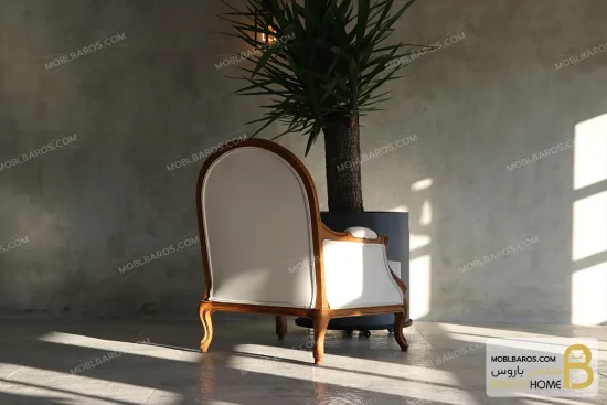 ست مبلمان نئوکلاسیک فندقی راشل کد ۳ خرید مبل باروس 24