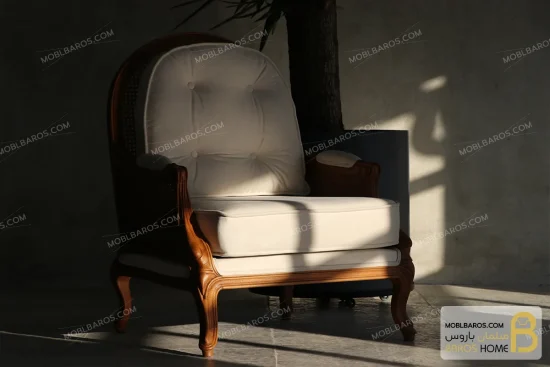 ست مبلمان نئوکلاسیک فندقی راشل کد ۳ خرید مبل باروس 25