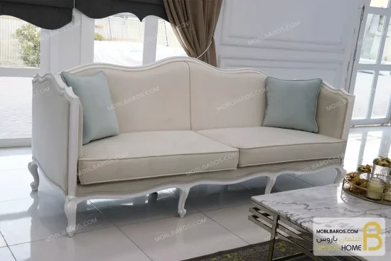 ست مبلمان چوبی و کلاسیک سفارشی مدل گندم و مبل تک کویین خرید مبل باروس 1