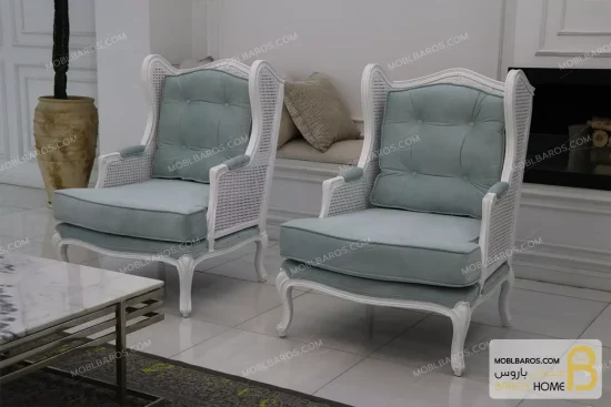 ست مبلمان چوبی و کلاسیک سفارشی مدل گندم و مبل تک کویین خرید مبل باروس 2