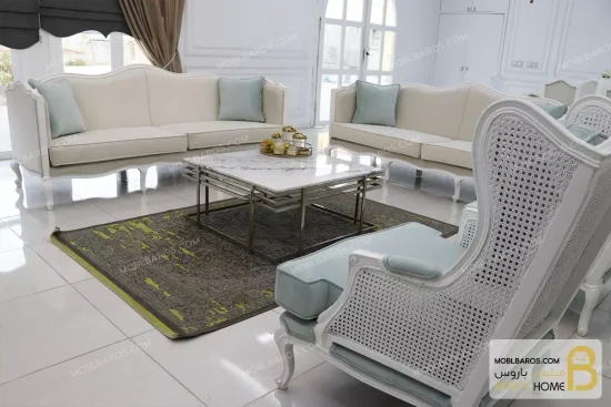 ست مبلمان چوبی و کلاسیک سفارشی مدل گندم و مبل تک کویین خرید مبل باروس 5