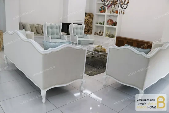 ست مبلمان چوبی و کلاسیک سفارشی مدل گندم و مبل تک کویین خرید مبل باروس 6