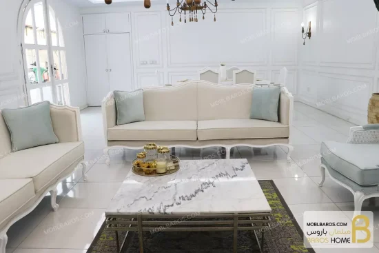 ست مبلمان چوبی و کلاسیک سفارشی مدل گندم و مبل تک کویین خرید مبل باروس 8