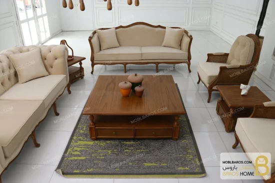 ست مبلمان کلاسیک ترکیبی مدل راشل پلاس و چستر کد ۴ خرید مبل باروس 7