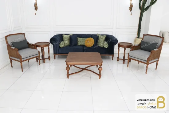 ست مبلمان کلاسیک چوبی ترکیبی کارن و چستر خرید مبل باروس 10
