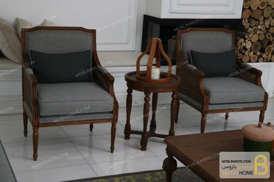ست مبلمان کلاسیک چوبی ترکیبی کارن و چستر خرید مبل باروس 7