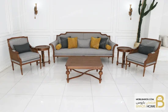 ست مبلمان کلاسیک چوبی ترکیبی کارن و چستر خرید مبل باروس 9
