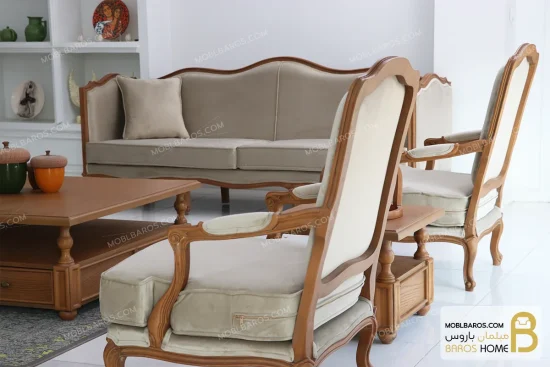 ست مبلمان ۱۰ نفره ترکیبی نئوکلاسیک گندم و جورجیا چستر خرید مبل باروس 3