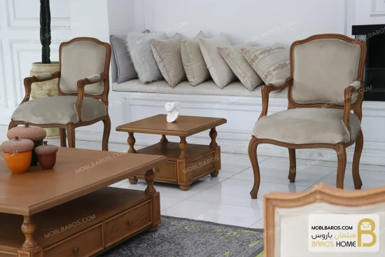 ست مبلمان ۱۰ نفره ترکیبی نئوکلاسیک گندم و جورجیا چستر خرید مبل باروس 6