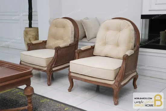 ست مبلمان ۷ نفره نئوکلاسیک ترکیبی مدل کاجی خرید مبل باروس 3