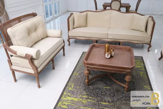 ست مبلمان ۷ نفره نئوکلاسیک ترکیبی مدل کاجی خرید مبل باروس 8