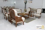 ست مبلمان ۷ نفره چوبی مدل راشل با مبل تک نفره فرانسوی خرید مبل باروس 1
