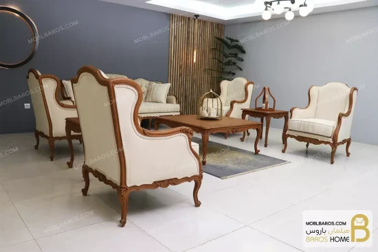 ست مبلمان ۷ نفره کلاسیک منبت چوبی رومینا کد ۳ خرید مبل باروس 2